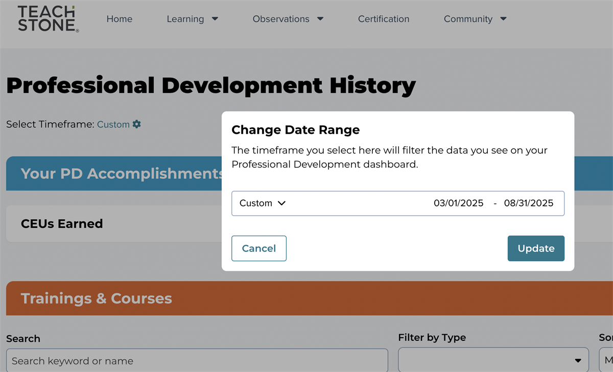 Change Date Range to view completed certificates.